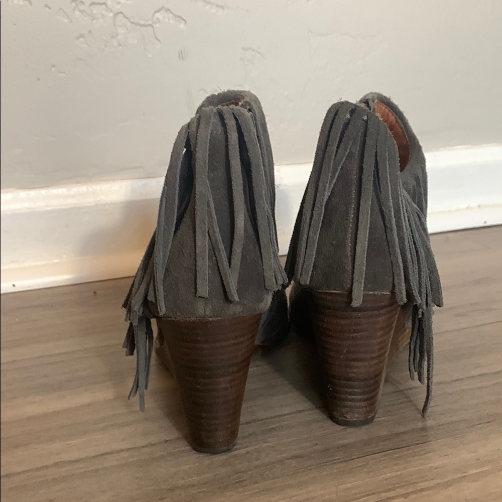 Lucky Brand Fringe Suede Wedge Ankle Boots - Picture 3 of 5
